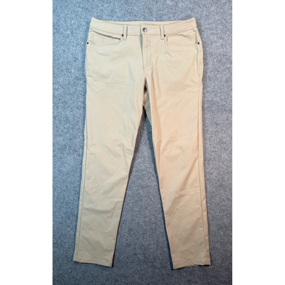 Lululemon ABC Pant Classic Warpstreme Tan Khaki Mens 35x30 Five Pocket Trousers